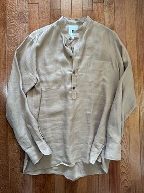 PT Torino Men's Casual Line Button-Down Band Collar Shirt - 40/Medium